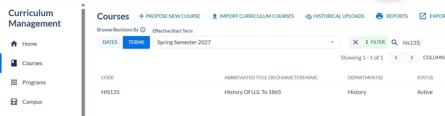 Search and Select Course in Coursedog