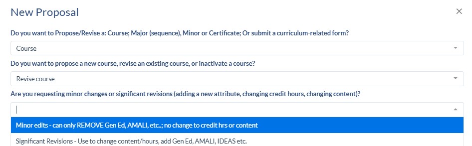 Revise Course Form Routing Questions